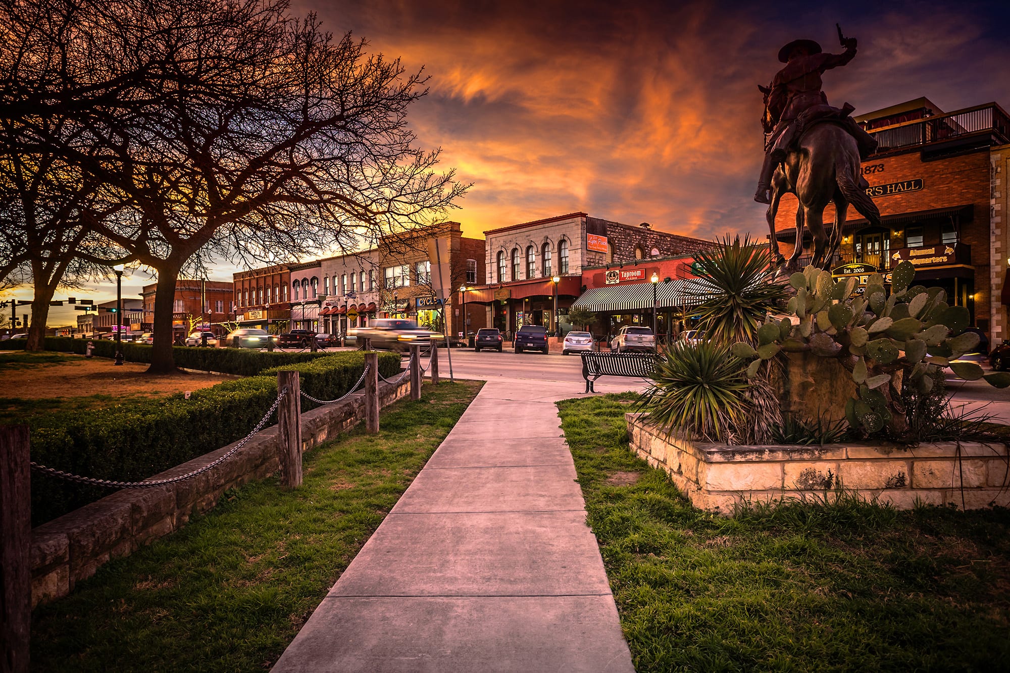 Sunset on The Square in San Marcos, Texas